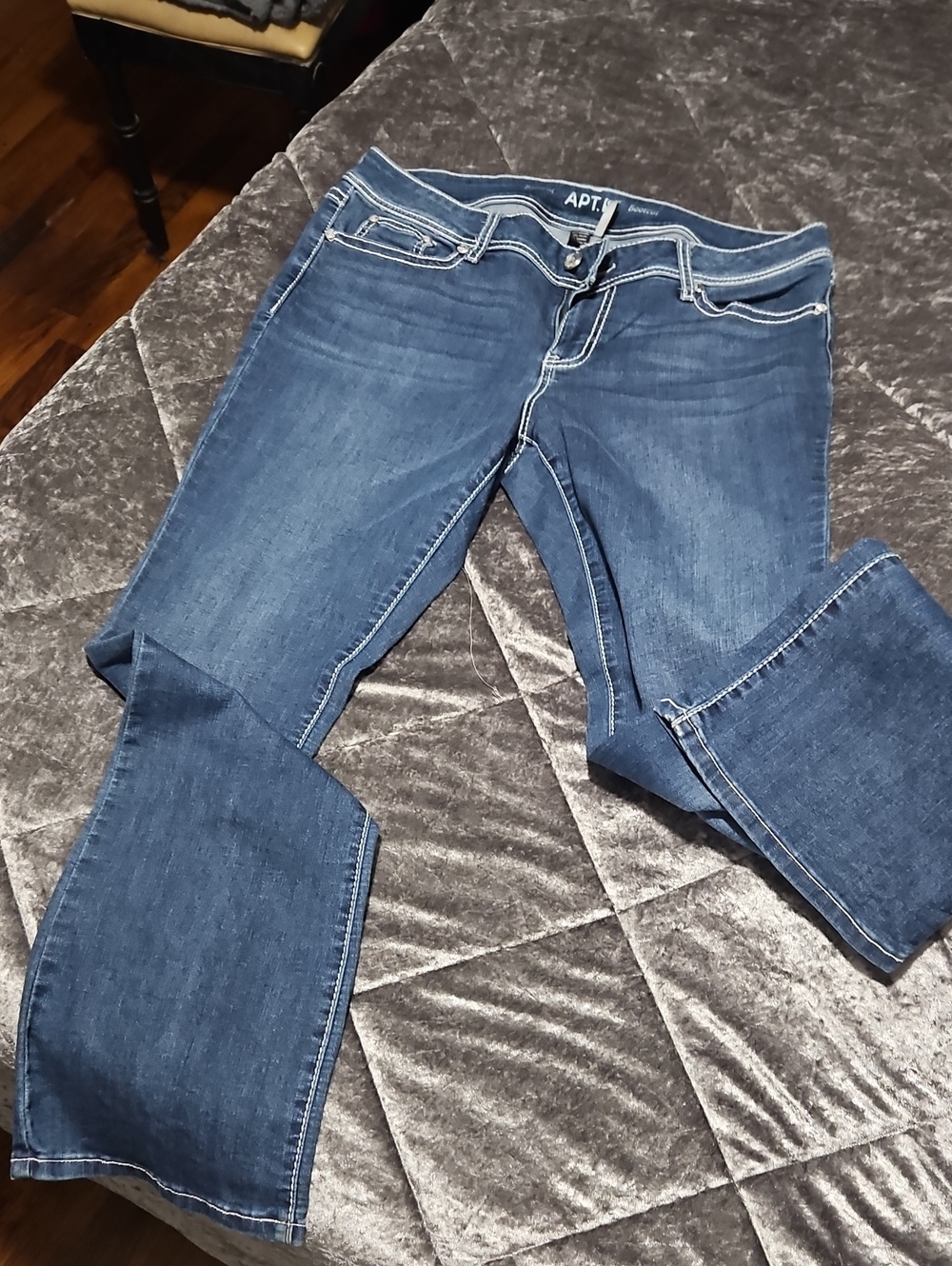 Apt. 9 Dark Blue Flared Jeans with Contrast Stitching